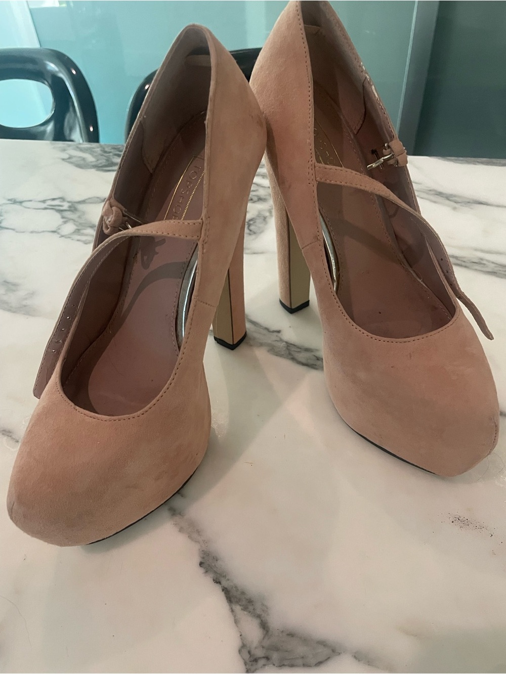 Topshop Showoff Platform Mary Janes in blush Sz 8